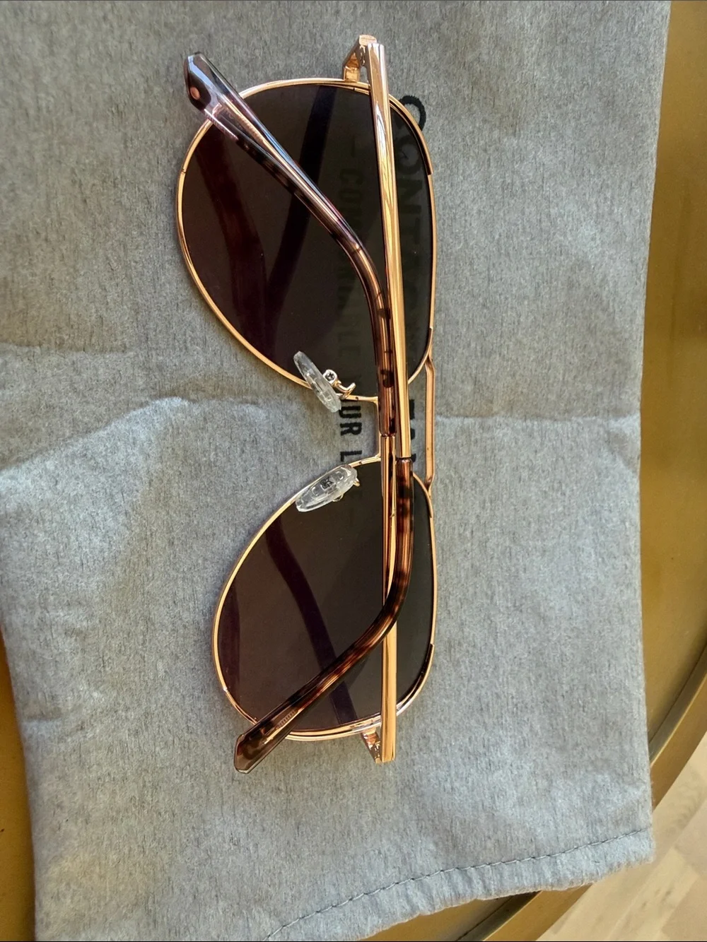 Drunk monster Rose Gold Metal Aviator Sunglasses with Brown Lenses 61口